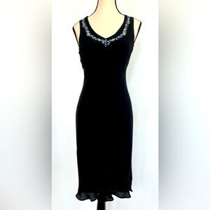 Y2K Silk Fairy Bias Cut Whimsical Cocktail Dress Embroidered Floral‎ Trim Size 4